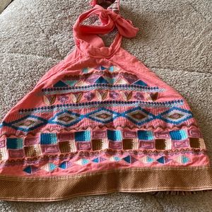 halter tie top multi color